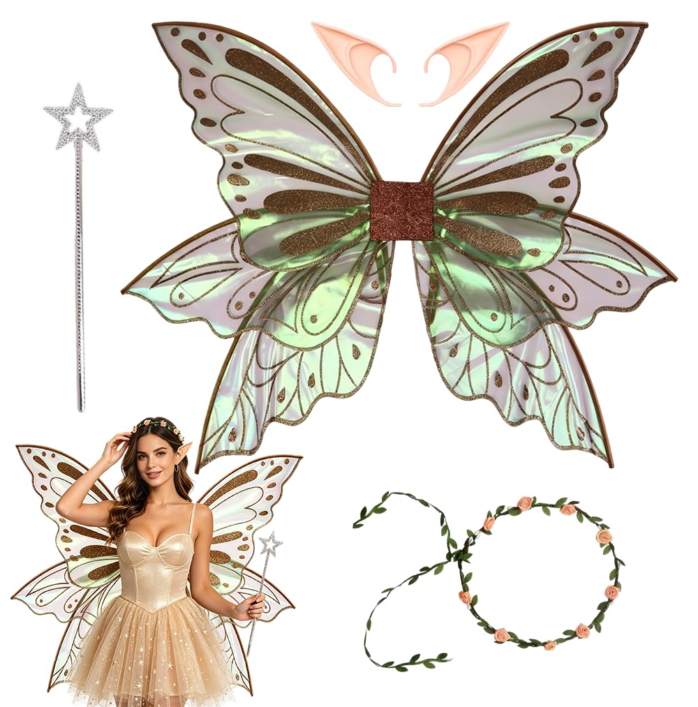 LYPPUL Fairy Wings for Adult, 4 Pcs Fairy Wings Adult Set