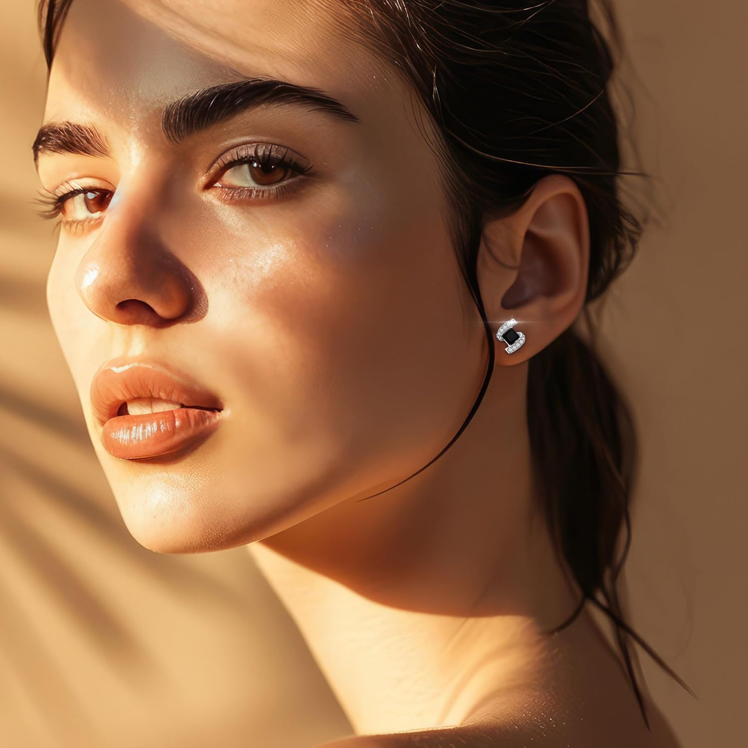 18K White Gold Plated Sterling Silver Square Princess Cut Cubic Zirconia Stud Earrings for Women Square Diamond CZ Stud Earrings for Women Hypoallergenic - Image 3