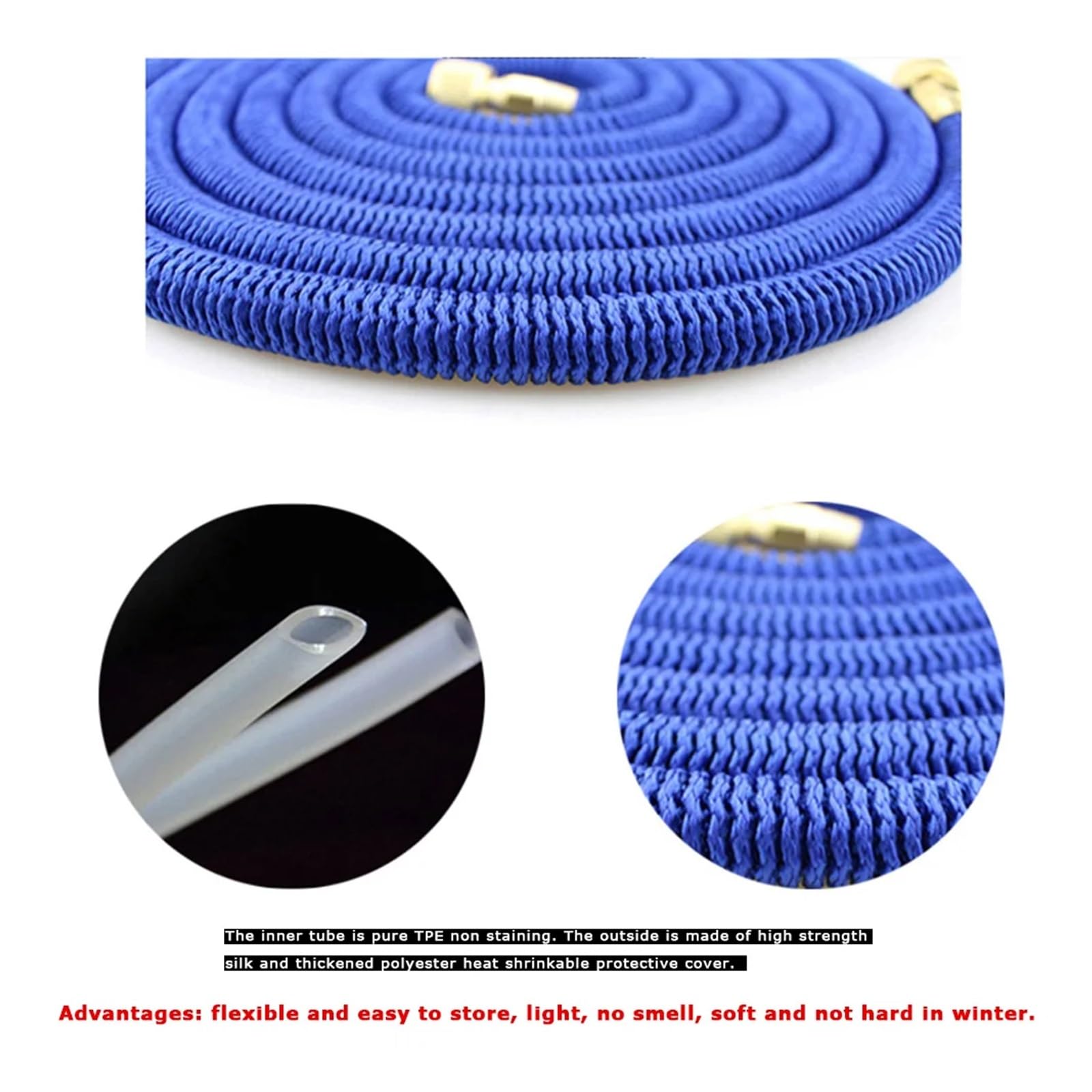 Manguera de jardín ligera extensible Kit de manguera for pistola de agua, manguera mágica for jardín, riego de granjas, lavado de autos, lavadora de alta presión(Blauw,50FT)
