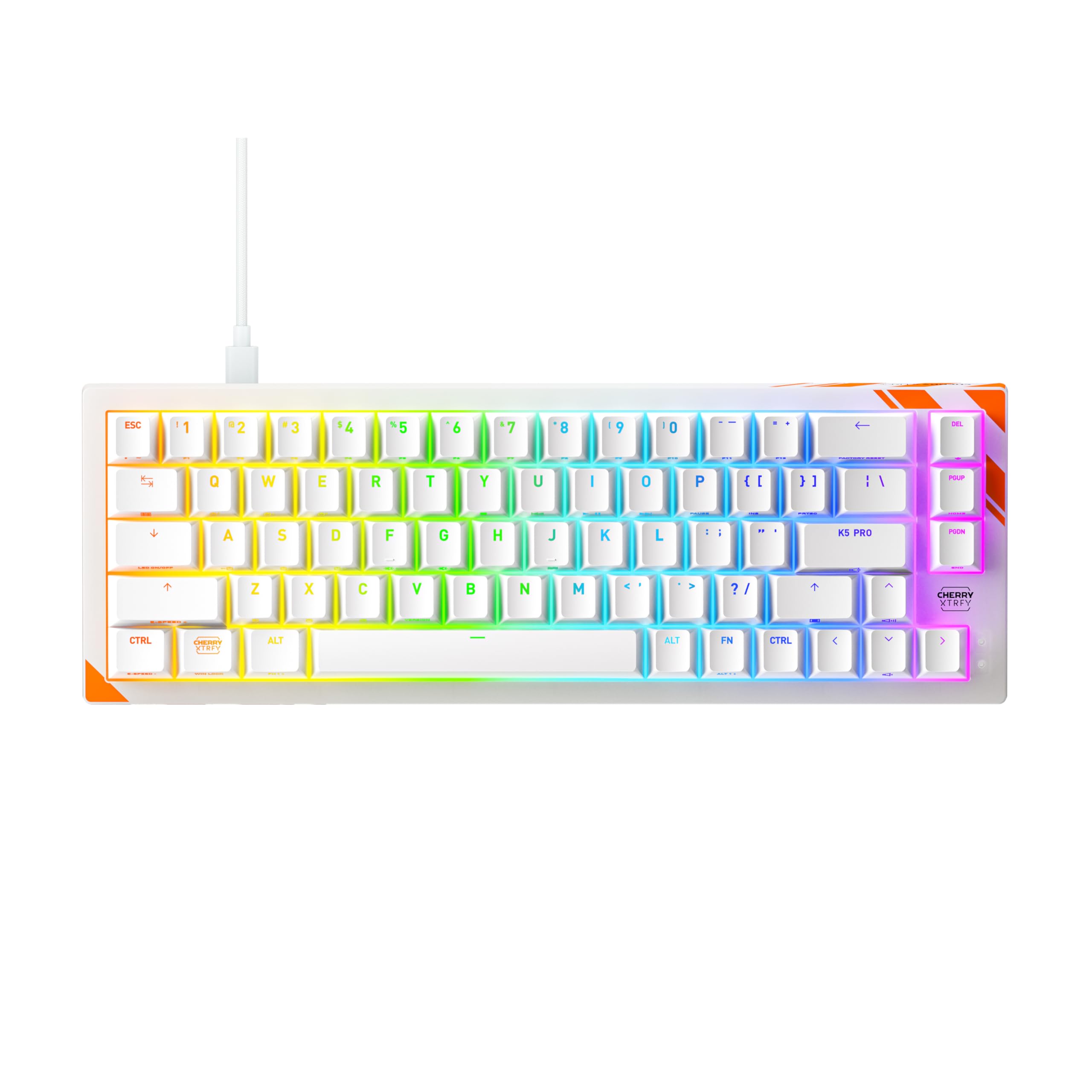K5 Pro TMR Compact - Magnetyczna Klawiatura Przewodowa Dla Graczy, Konfigurowalne Przełączniki MK CRYSTAL, Hot-Swap, Rapid Trigger, SnapKey, 8000 Hz, Układ US (QWERTY), Biały