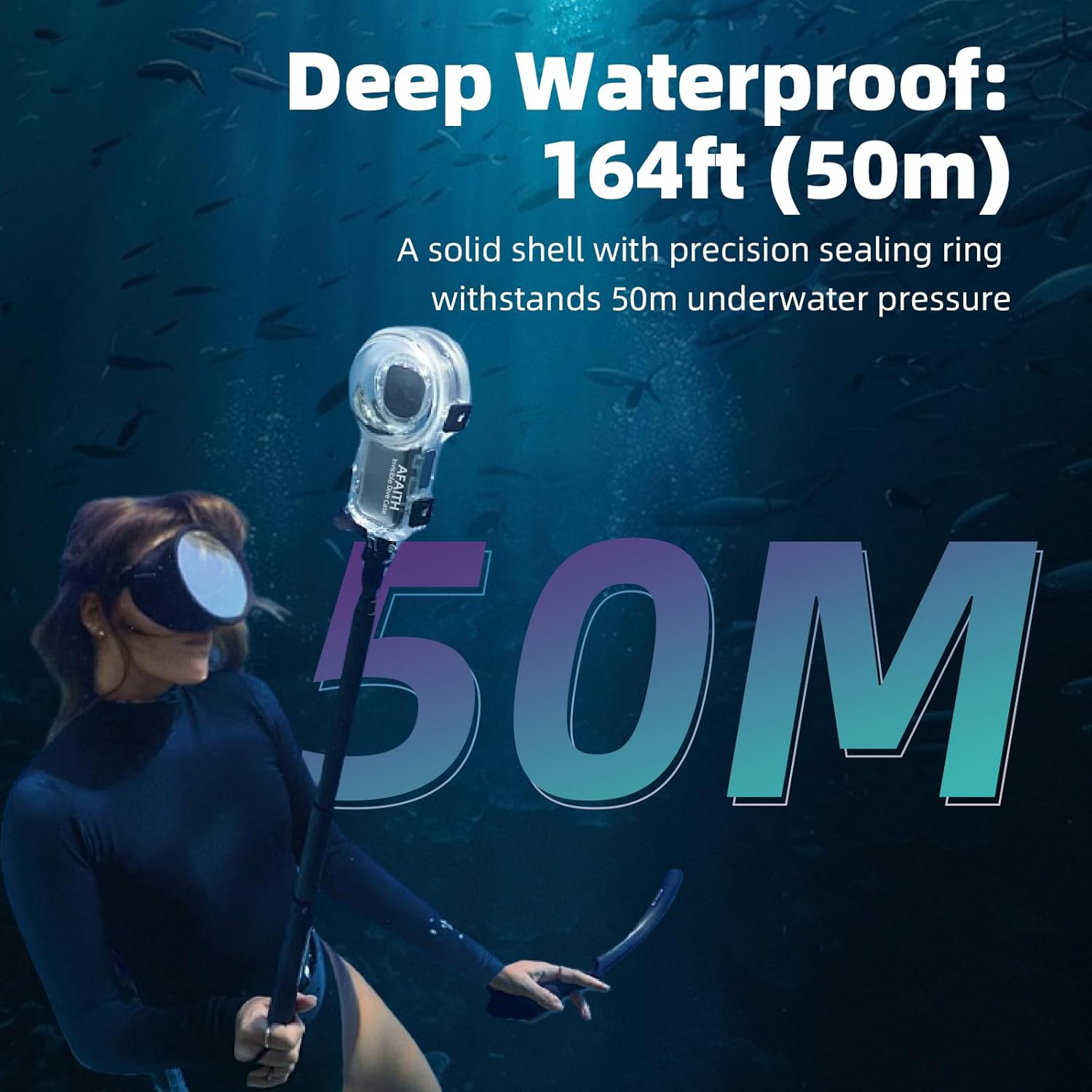 Invisible Dive Case for Insta360 X4, Waterproof Case 50m/164ft Underwater Diving Housing Cover Protective Sealed Shell for Insta 360 X4 Housings Action Camera Accessories