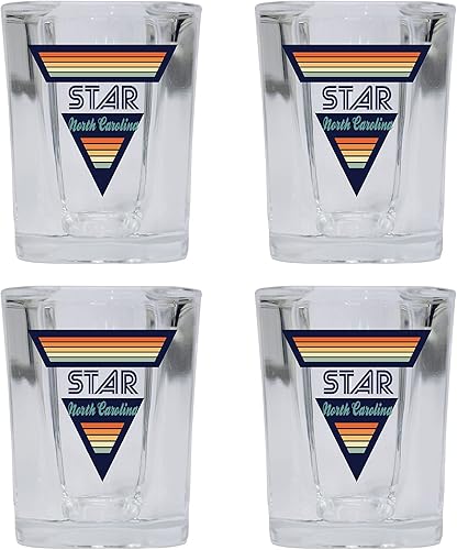 R and R Imports Star North Carolina 2 Ounce Square Base Liquor Shot Glass Retro Design