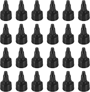 uxcell 24 Pcs Twist Top Caps, 20/410 Plastic Squeeze Bottle Replacement Twist Caps for Glue Dispensing Bottles Dispensing Caps Paint Bottles (Black)