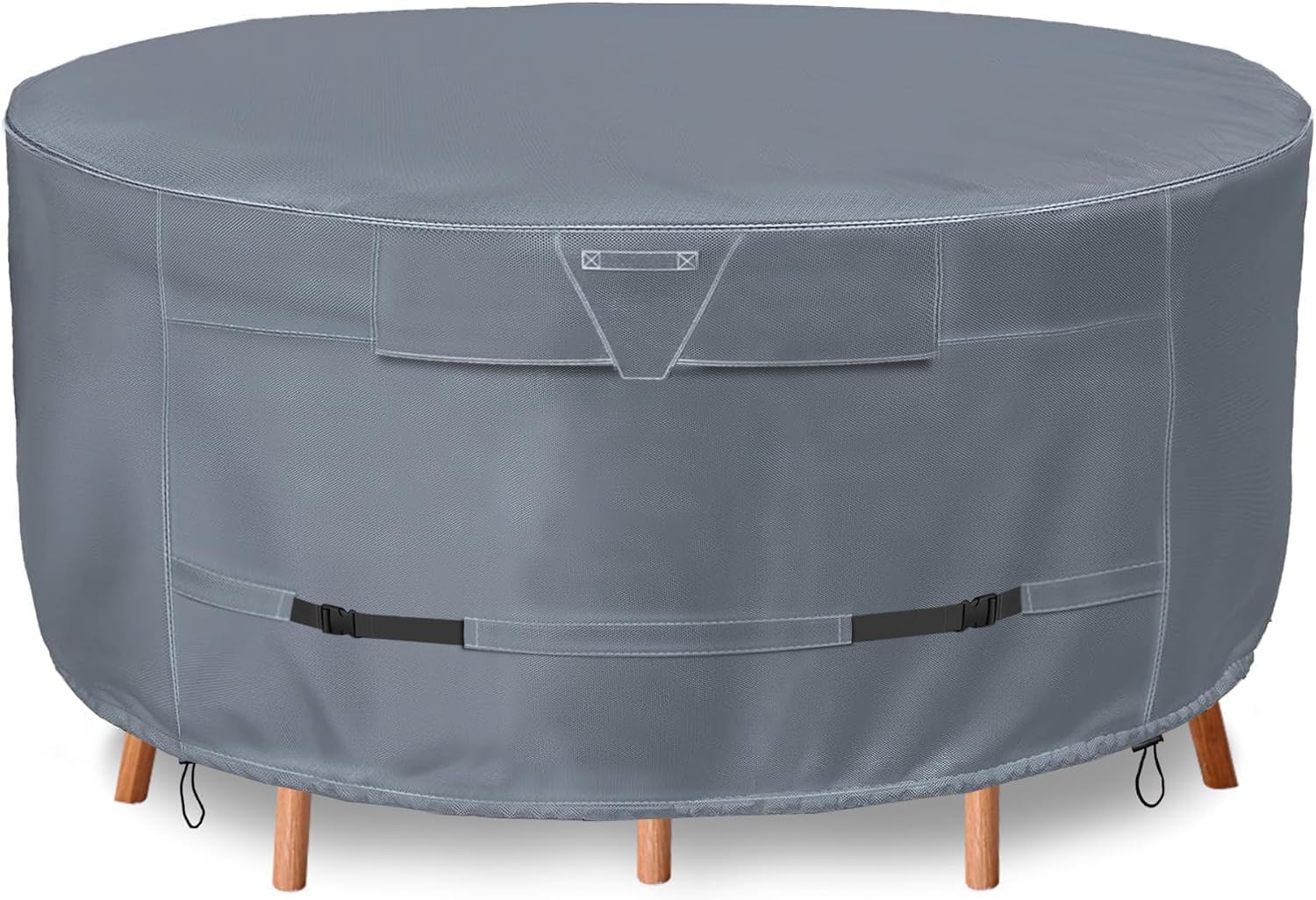Round Patio Bistro Table Cover, 52 Inch Heavy Duty Waterproof Round Bistro Set Covers, Provide a Great Fit and All Weather Protection, Grey,52'' Dia x 30'' H