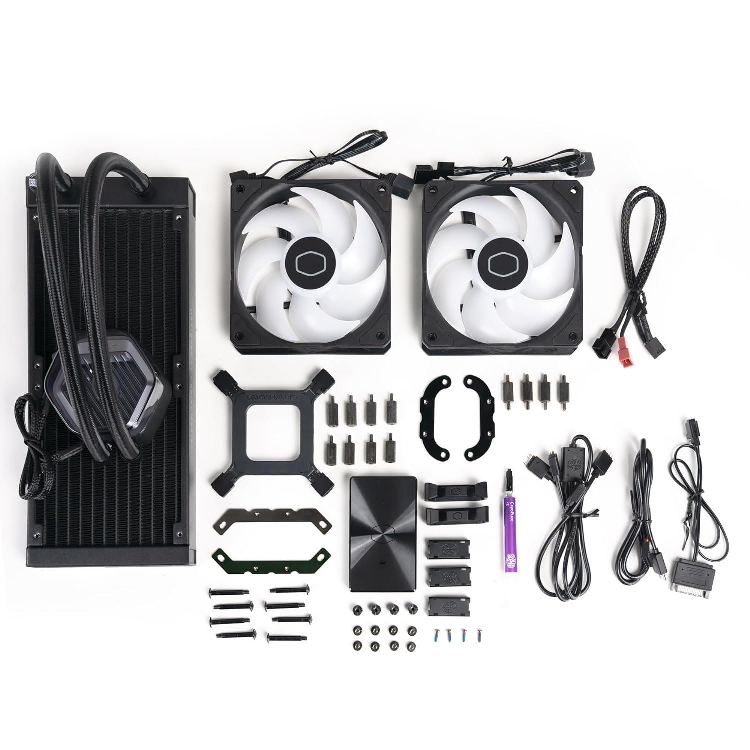 Cooler Master MasterLiquid Atmos 240 Black CPU Liquid Cooler - AIO Water Cooling System, Dual Chamber Pump, Pre-Installed Sickleflow 120 Edge Fans, Addressable Gen 2 RGB, LGA1700 & AM5 Brackets