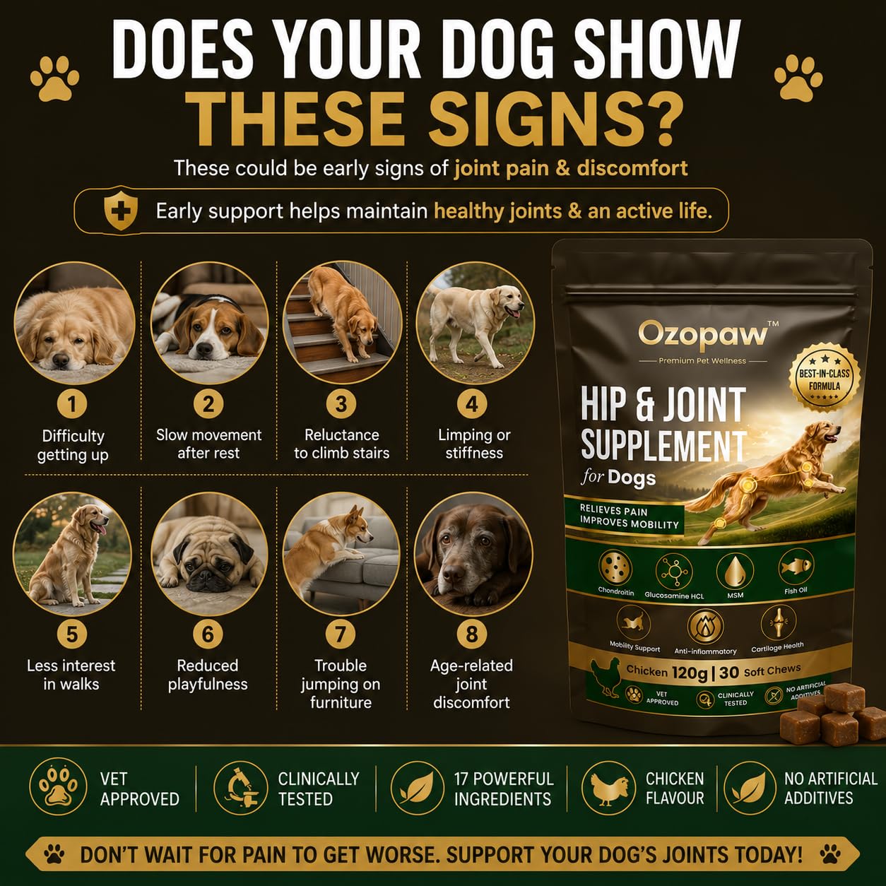OZOPAW Hip & Joint Supplement for Dogs with Glucosamine, Chondroitin & MSM — Amazon image 7