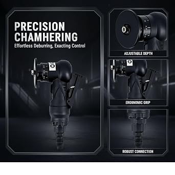 Pneumatic Chamfering Machine, Handheld Air Tool, Tungsten Carbide Cutter, 0.004-0.06 in Adjustable