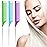 Rat Tail Teasing Combs Set: 3 Long Steel Pin Combs for Parting Hair - Salon Styling Combs for Women (Purple, Green, Blue)