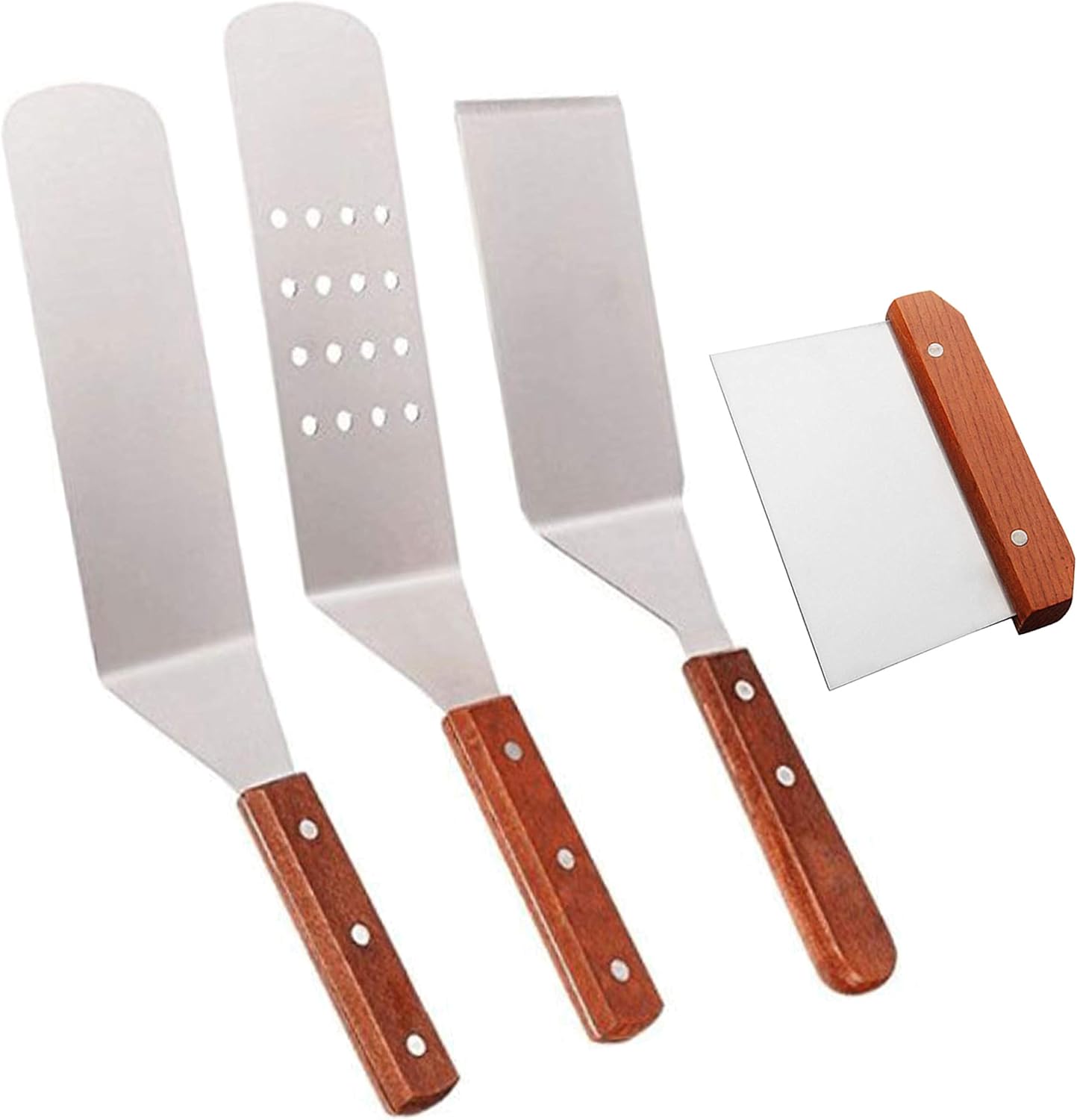 Yuning Stainless Steel Metal Spatula 4Set Teppaniyaki Spatulas