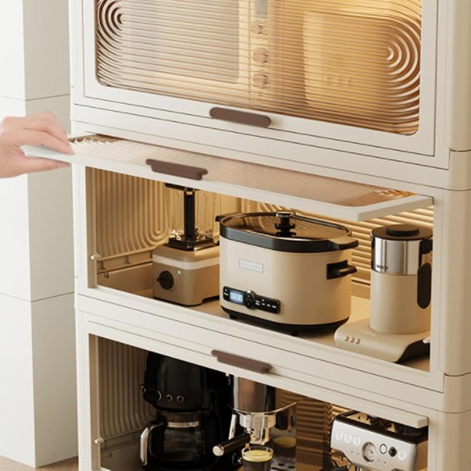 Stackable Storage Box Large Capacity Space Saving Foldable Storage Container for Kitchen Bathroom Bedroom (5 Layers)