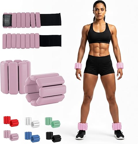 Pesas de tobillo de muñeca de 1 libra para mujeres y hombres  Pesas de pierna y brazo con ajuste de correa para mujeres de 1 libra cada muñeca,