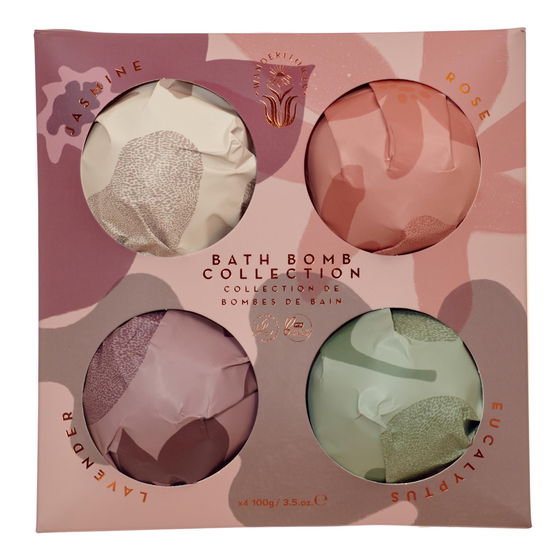 Wanderflower Coffret cadeau de 4 grandes bombes de bain pour femme