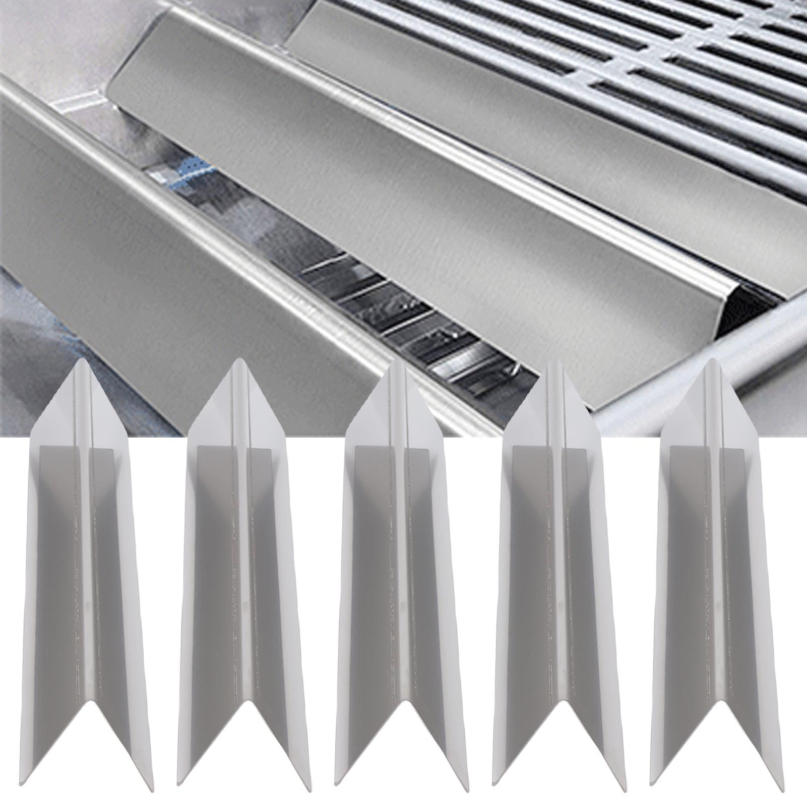 Generic E310 S310 Zestaw Płyt Grzewczych do Grilla Trwałe Listwy Smakowe ze Stali Nierdzewnej Części Zamienne do Bezpiecznego Grillowania 5 Sztuk dla Właścicieli Grillów Gazowych