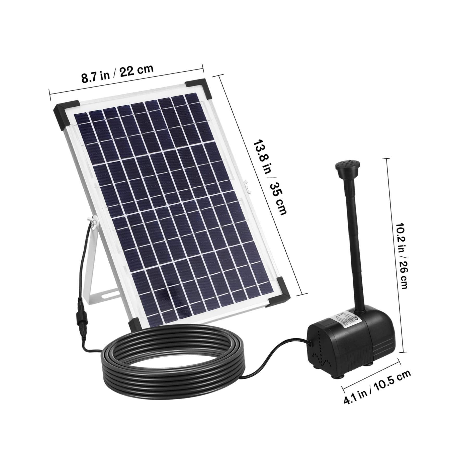 Fontana Abs Giardino 12w per Nera in Solare Bsv-sp100 Esterno | Capacità 1350l/h, Angoli Regolabili, Installazione Semplice, Costruzione Robusta