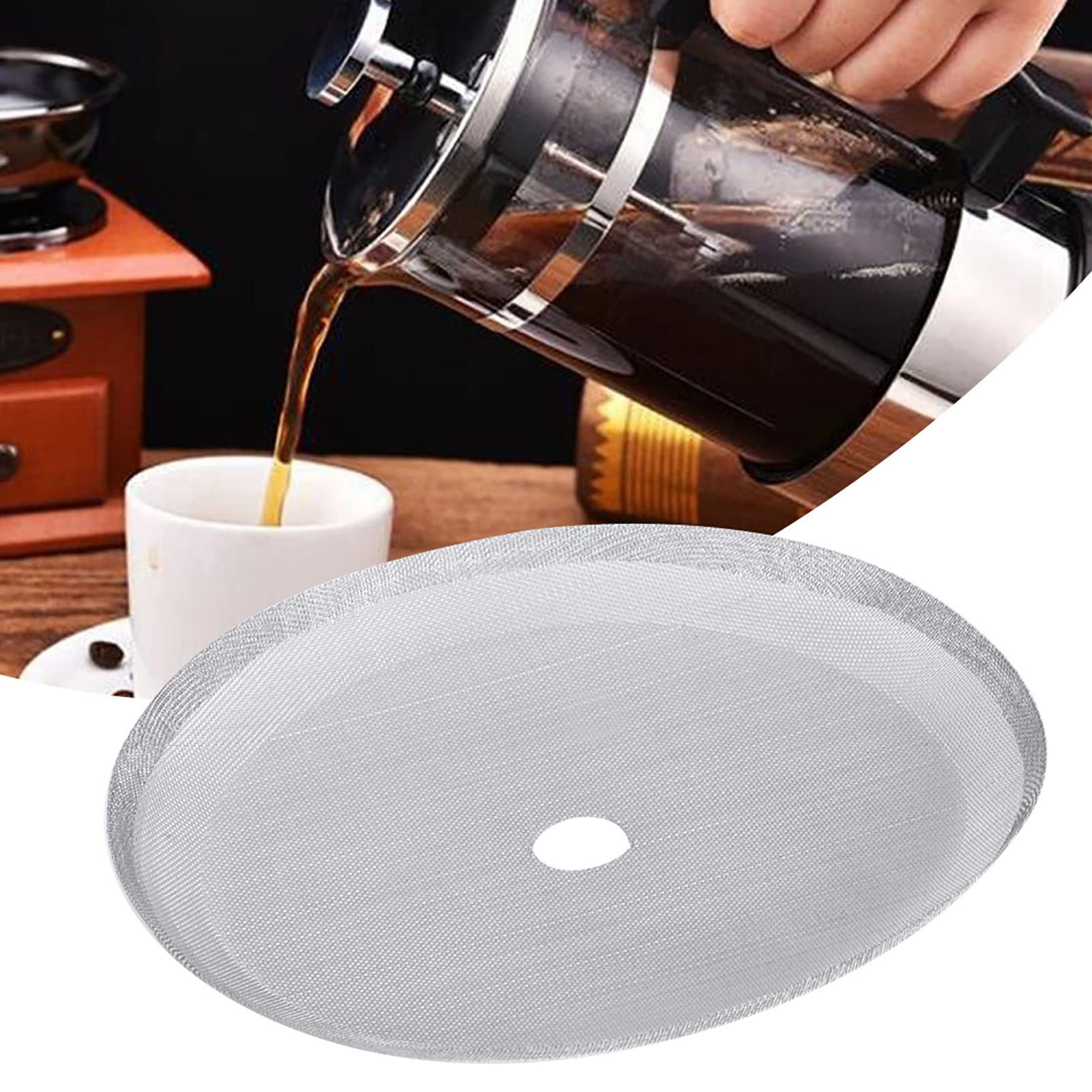 Ejoyous Kaffeefilter aus Edelstahl 304, Ultrafeines 80-Mesh-Design, Wiederverwendbarer Kaffee-Mesh-Filter für French Press und MokaPot, Perfekt für Heim-Baristas (Groß: 1000 ml)