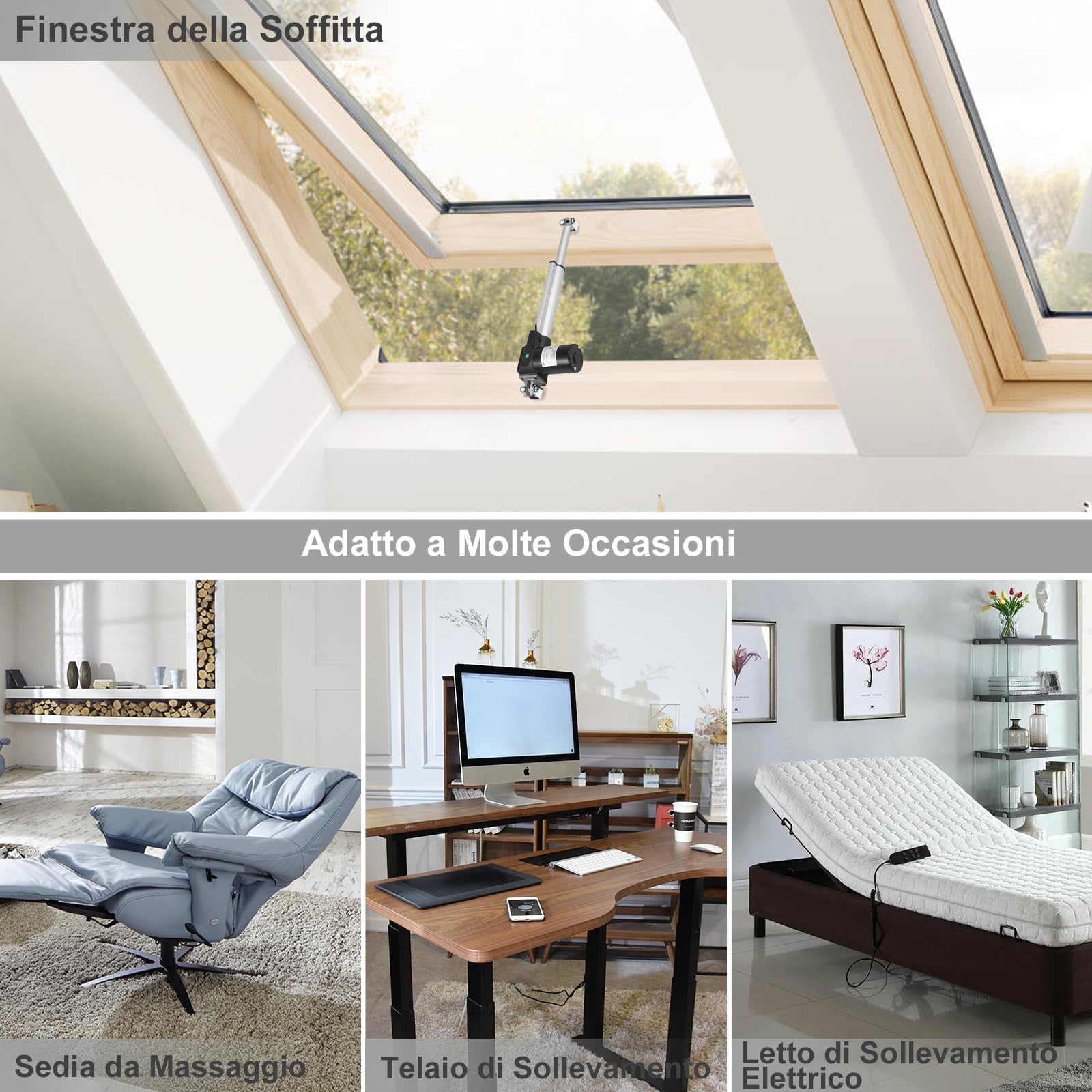 Justech Motore Elettrico DC 12V per Attuatore Lineare 6000N-200mm con Corsa Massima per Automobile Medica Apriporta Elettrici [Classe di efficienza energetica A+]