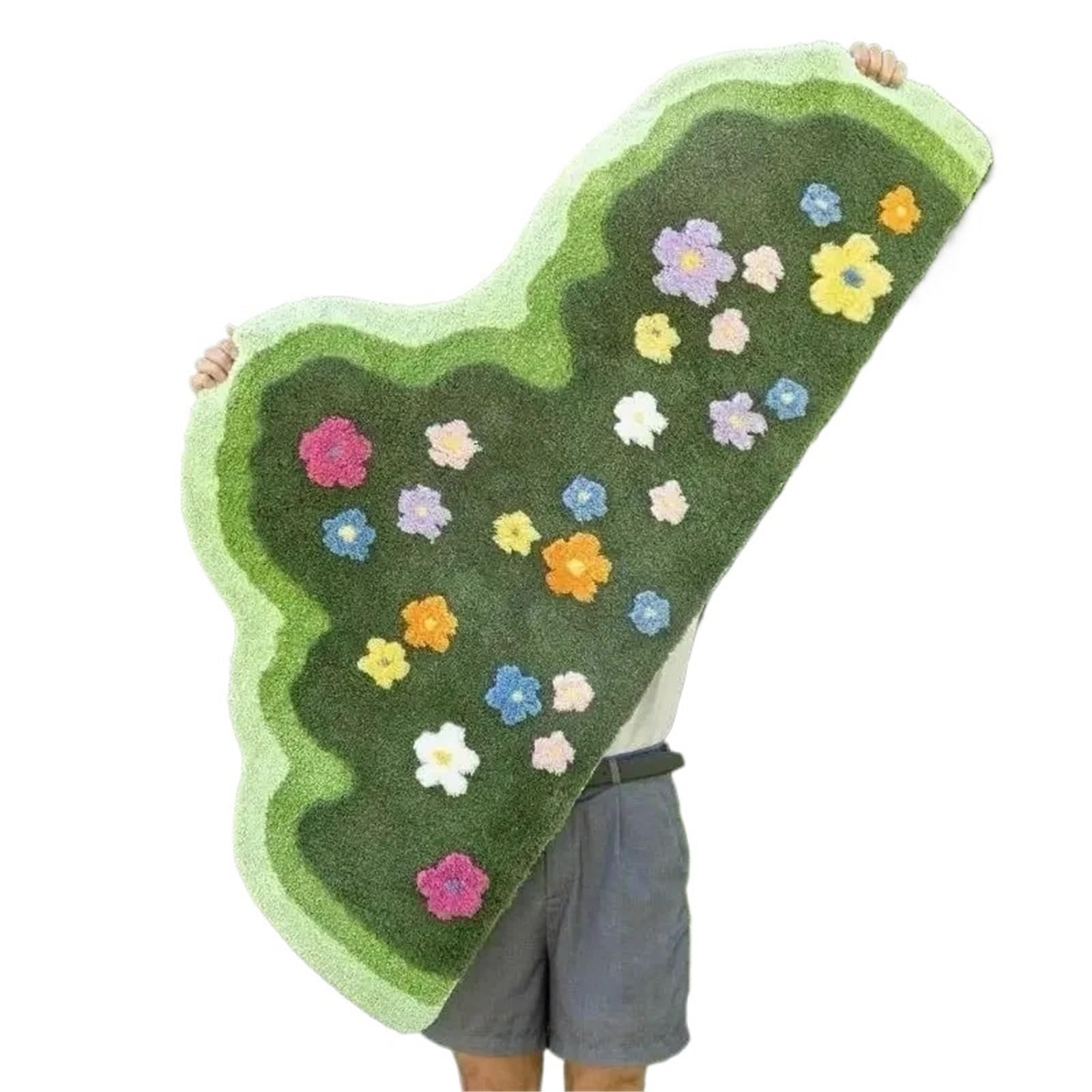 Tapis de salon doux et grand paillasson d'entrée à motif plantes fleurs