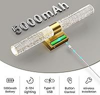 Vista 2 de Juego de 2 apliques de pared dorados que funcionan con pilas, juego de 2 apliques de pared inalámbricos recargables con control remoto, moderna