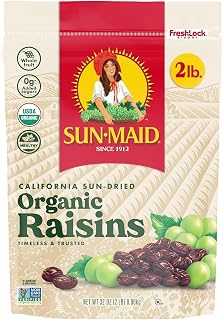 Sun-Maid Organic California Sun-Dried Raisins 32 oz Resealable Bag - Healthy Organic Dried Fruit Snack for Lunches Baking