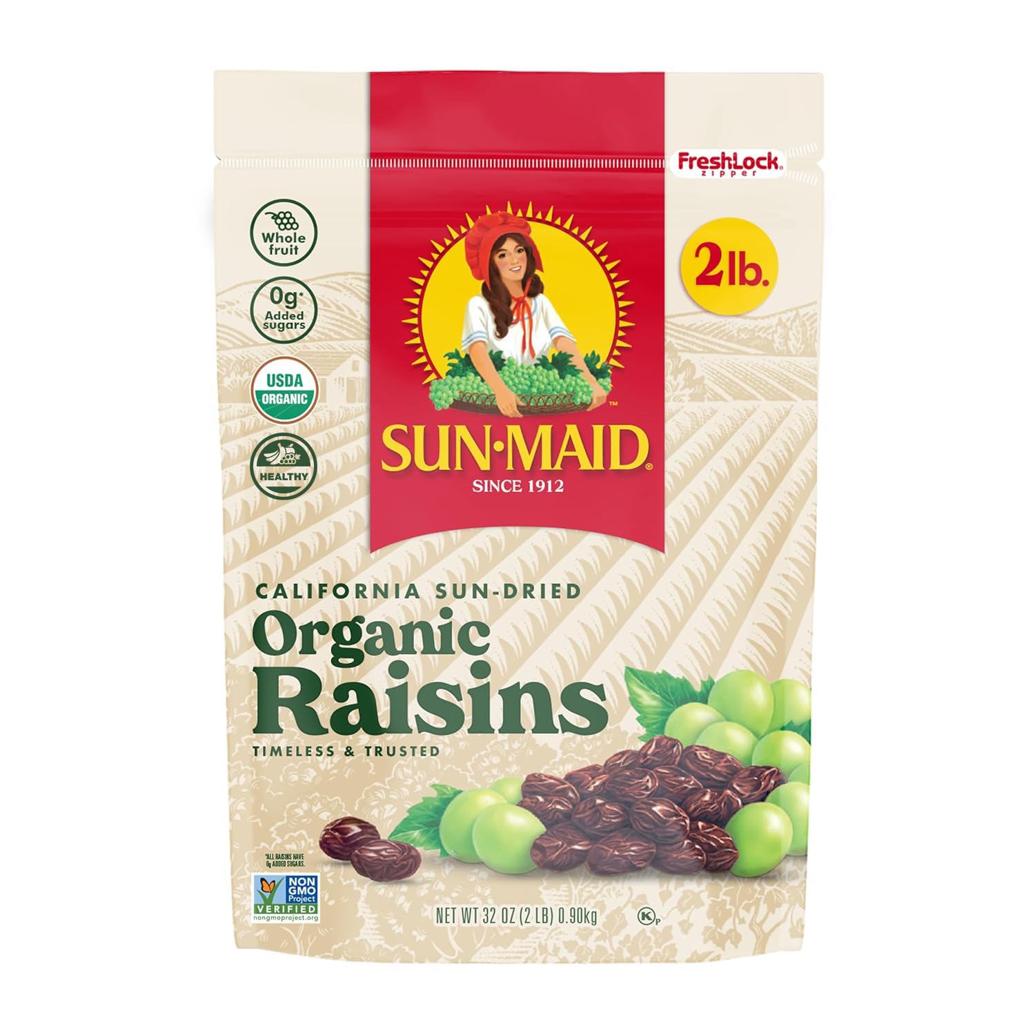 Sun-Maid - Sun-Maid organic raisins, dried fruit snack, healthy snacks for children, in 907 grams