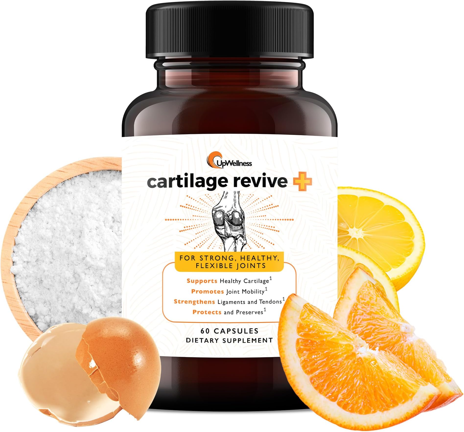 Cartilage Revive + Joint Support Supplement for Men and Women with Type II Collagen for Joints - D-Glucosamine Sulfate, MSM, Vitamin D3, Vitamin C and More - 60 Capsules