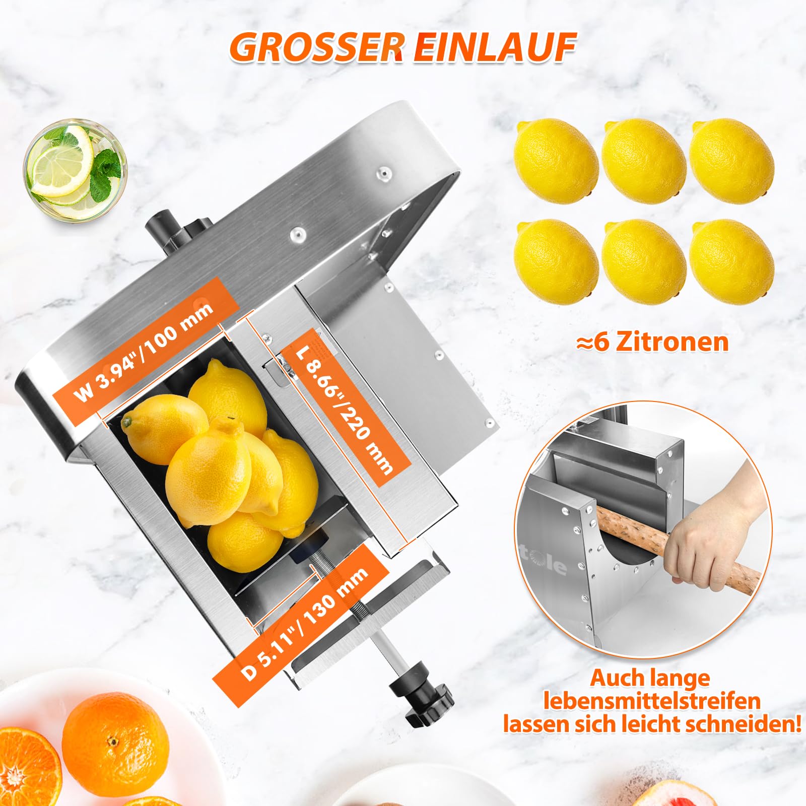 Anatole Gemüseschneider Manuell Gemüsehobel Edelstahl Obstschneider 0-10mm | Einstellbare Dicke, Profi, für Zwiebeln Tomaten Kartoffeln Karotten Zitronen Orangen Chips, für Gastronomie Restaurant Hause