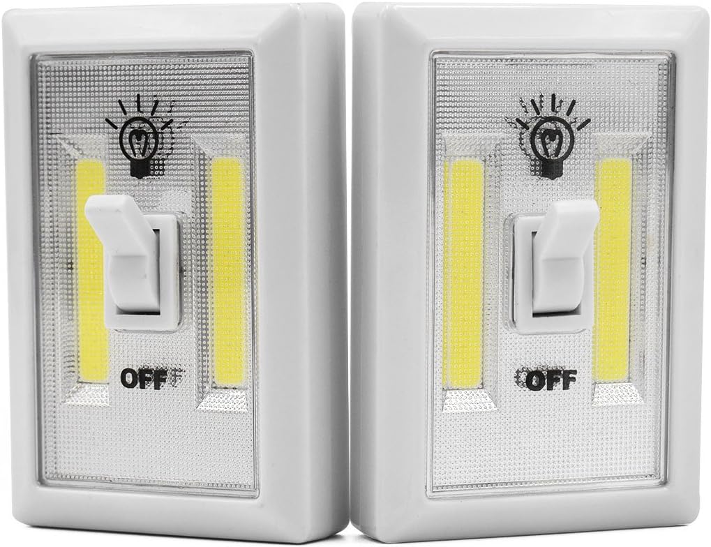 Haoerliang Super Bright COB Cordless Light Switch - Battery Operation Can be sticked Under Cabinet, Shelf, Closet, Nightlight & Kitchen RV & Boat (2 pcs Pack)