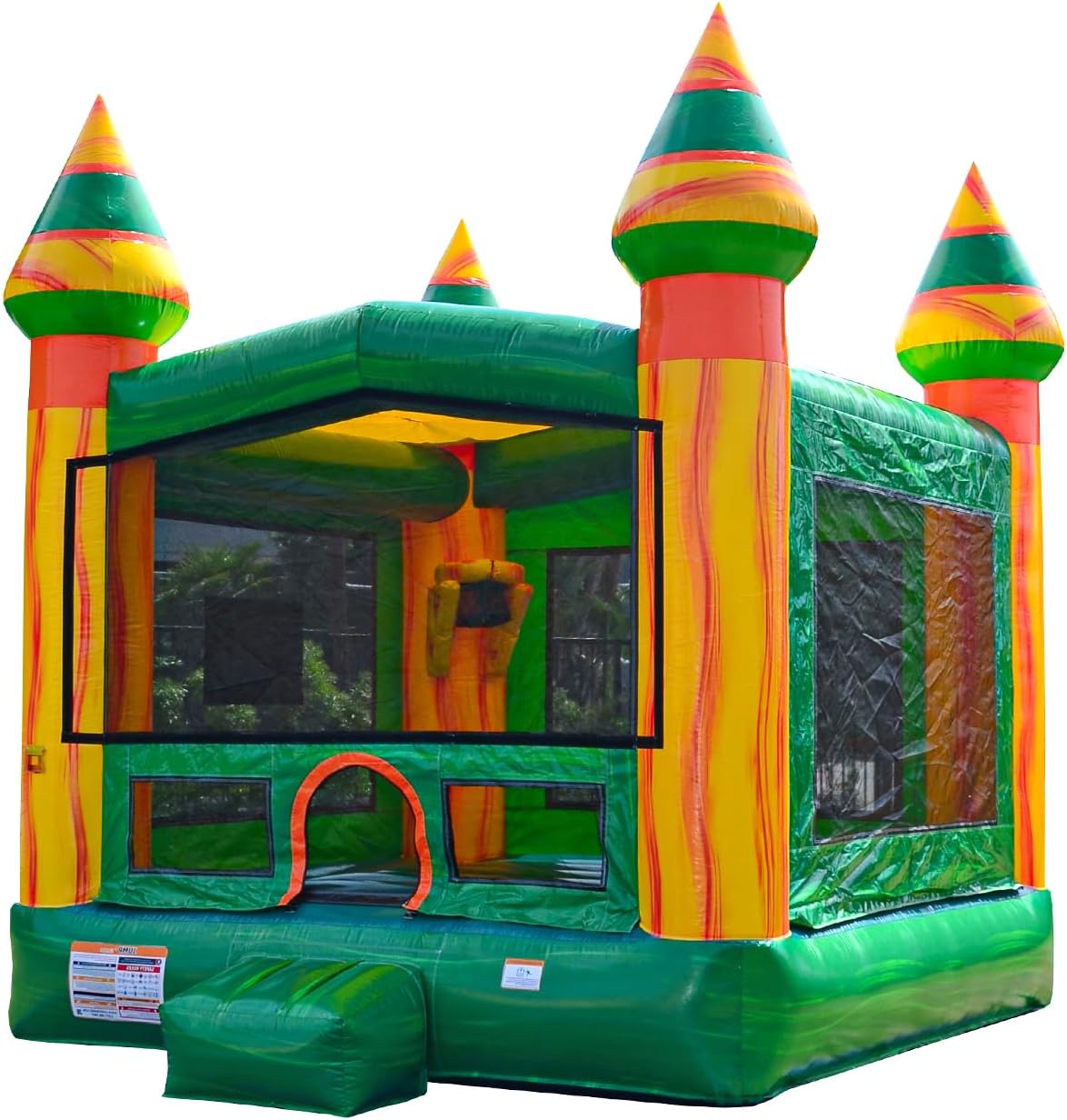 JumpOrange 13’x13’x16’ Amazon River Bounce House with Blower & Basketball Hoop ; 15oz Commercial Grade PVC Vinyl, Inflatable Jumper for Kids and Adults, Rental Use, Indoor & Outdoor Play
