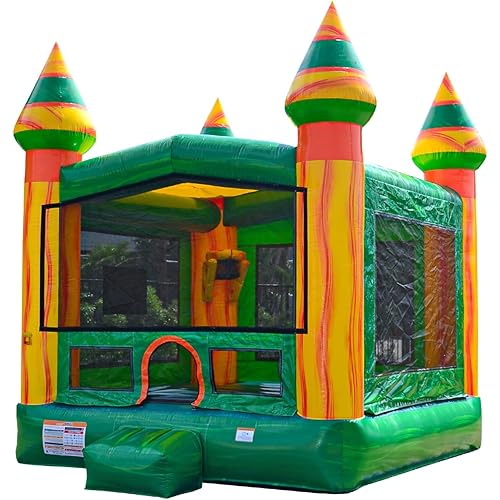 JumpOrange 13’x13’x16’ Amazon River Bounce House with Blower & Basketball Hoop ; 15oz Commercial Grade PVC Vinyl, Inflatable Jumper for Kids and Adults, Rental Use, Indoor & Outdoor Play