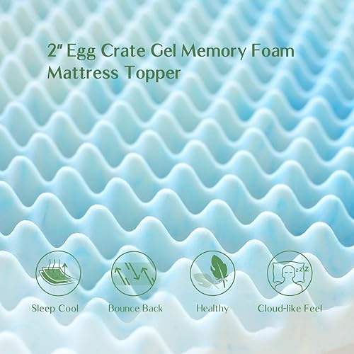 Miniatura 3 de Novilla Cubrecolchón de Espuma Viscoelástica de Gel de 2 Pulgadas para Dormir Fresco y Aliviar la Presión, Cubrecolchón Suave Twin con Funda de