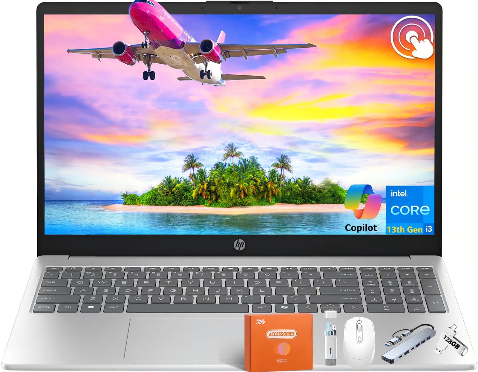 HP 15 6 Touchscreen Business Laptop Computer 2025 13th Gen Intel i3-1315U Up to 4 5GHz 32 GB