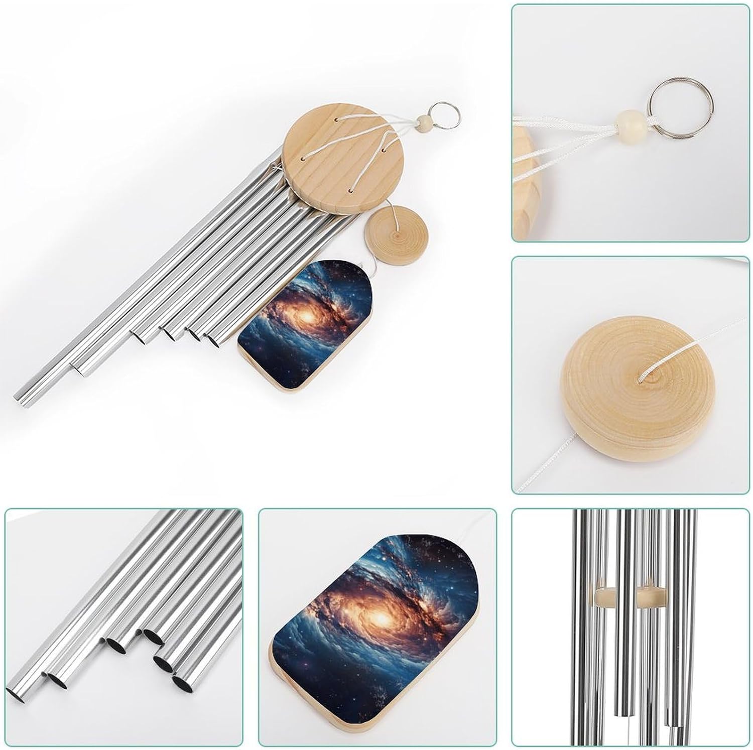 Outdoor Wind Chimes, Universe Milky Way Galaxy Printed Wind Chimes,Simple Wind Chimes,Curtain Wind Chimes for Home Decoration
