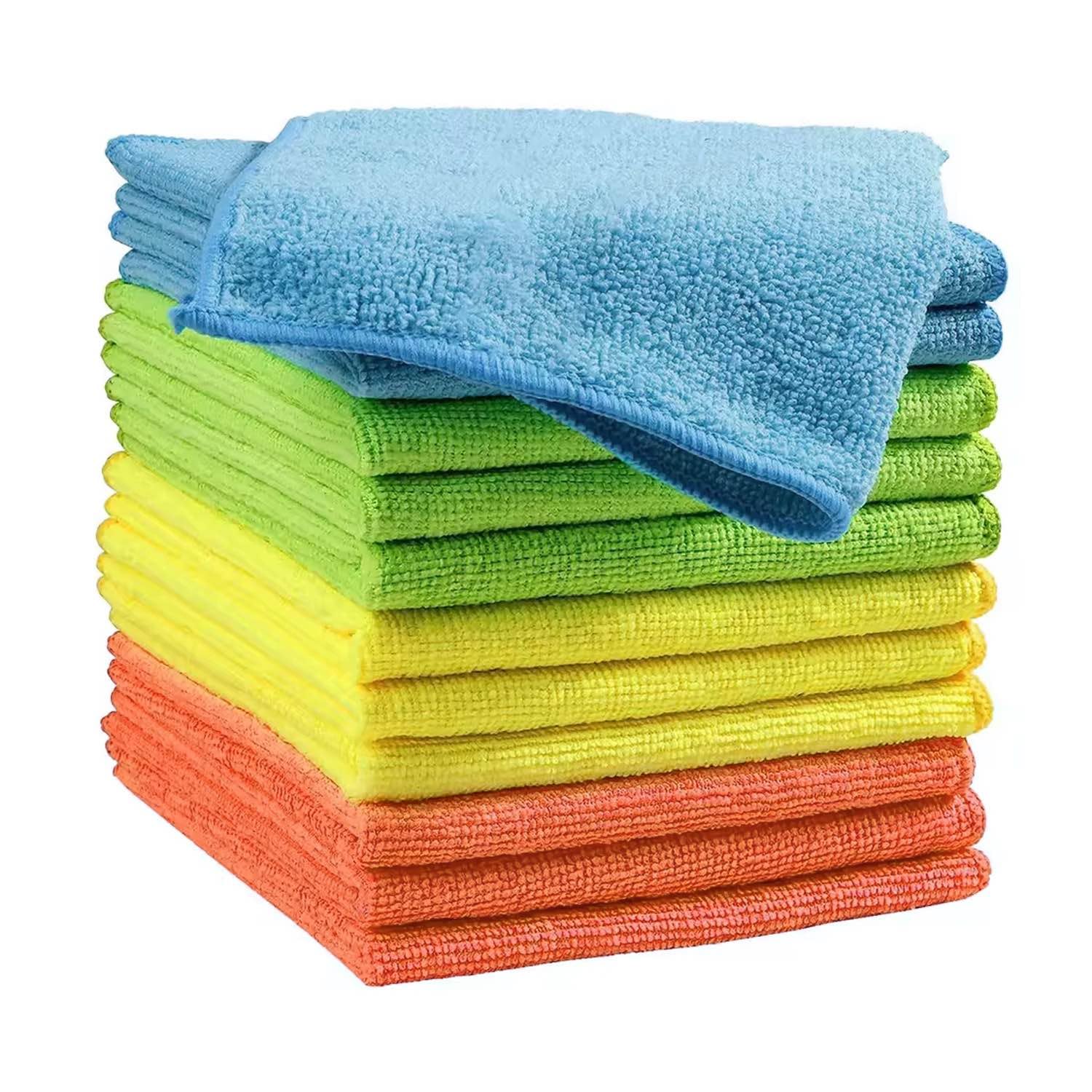 Microfiber Cleaning Cloths 12-Pack 14 x 14 Ultra Absorbent Lint-Free Streak-Free Reusable Ideal for Car Kitchen Window and