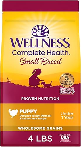 Wellness Complete Health Small Breed Dry Dog Food with Grains Natural Ingredients Made in USA with Real Turkey for Dogs Up to 25 lbs Puppy Adult