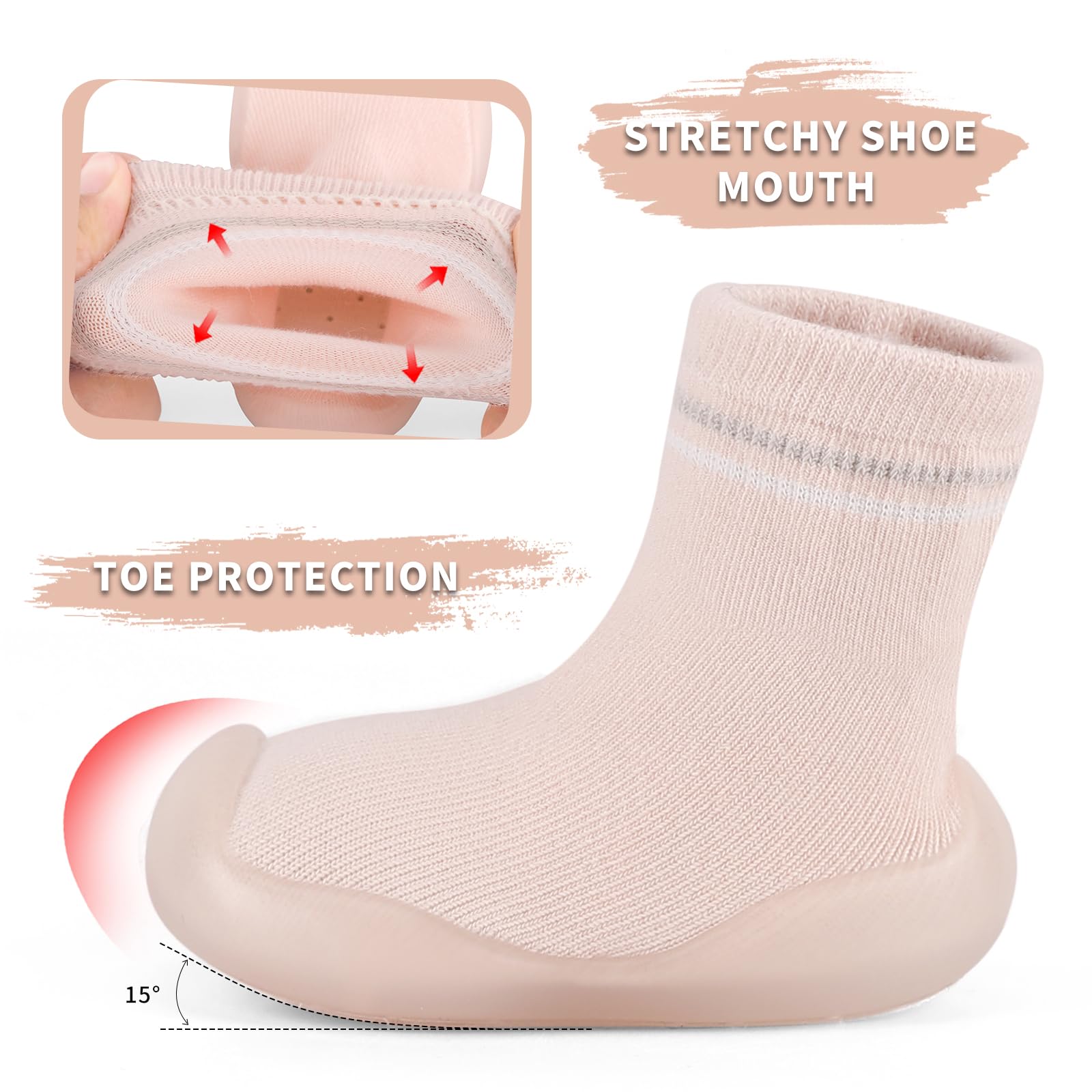 MK MATT KEELY 2 Paires Chaussures Premiers Pas Bébé Garcon Fille Chaussons Antidérapante Enfant Chaussettes Respirant avec Semelle Caoutchouc
