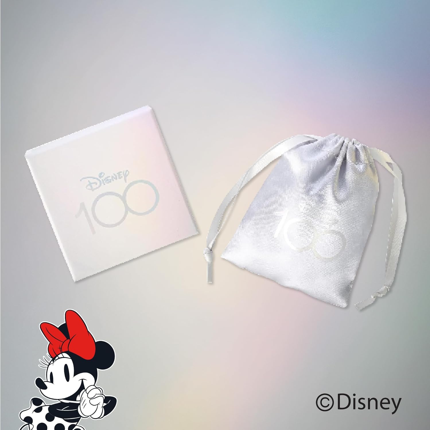 Disney Womens 3D Minnie Mouse Necklace 18", 24kt Gold Flash Plated and DMQ Cubic Zirconia Sterling Silver D Necklace Official License