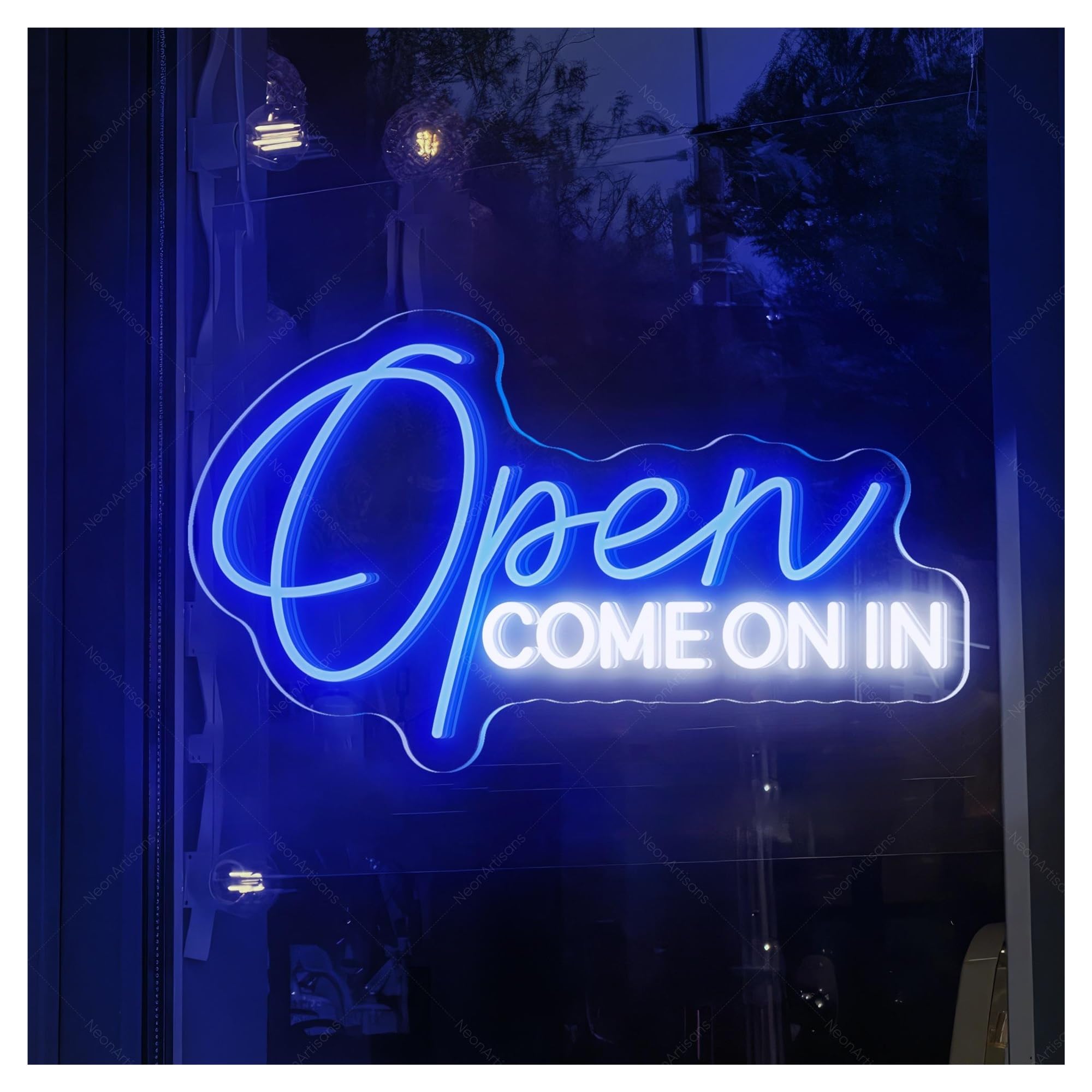 RONGCH Hanging Art Neon Signs Open Neon Sign, Suitable for Shop Window Decor with Brightness Adjustable 45cm(A)