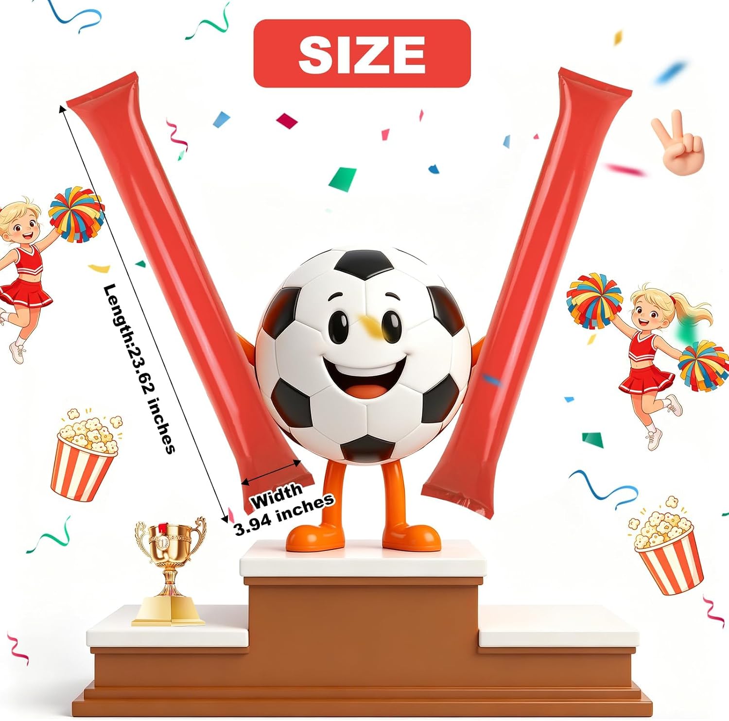 ZenNex 60 Pack Thunder Sticks Cheering Sticks Solid Color Thicken Plastic PE Inflatable Noise Makers Individually Wrapped for Sports Football Parties and Celebrations image 3