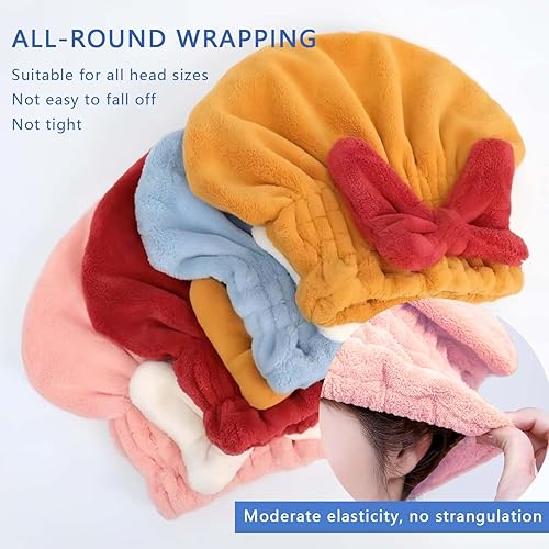 Miniatura 6 de 3 toallas de pelo con pajarita, toalla de microfibra para el cabello para mujeres, toalla de pelo rizado, toallas para la cabeza para niñas,