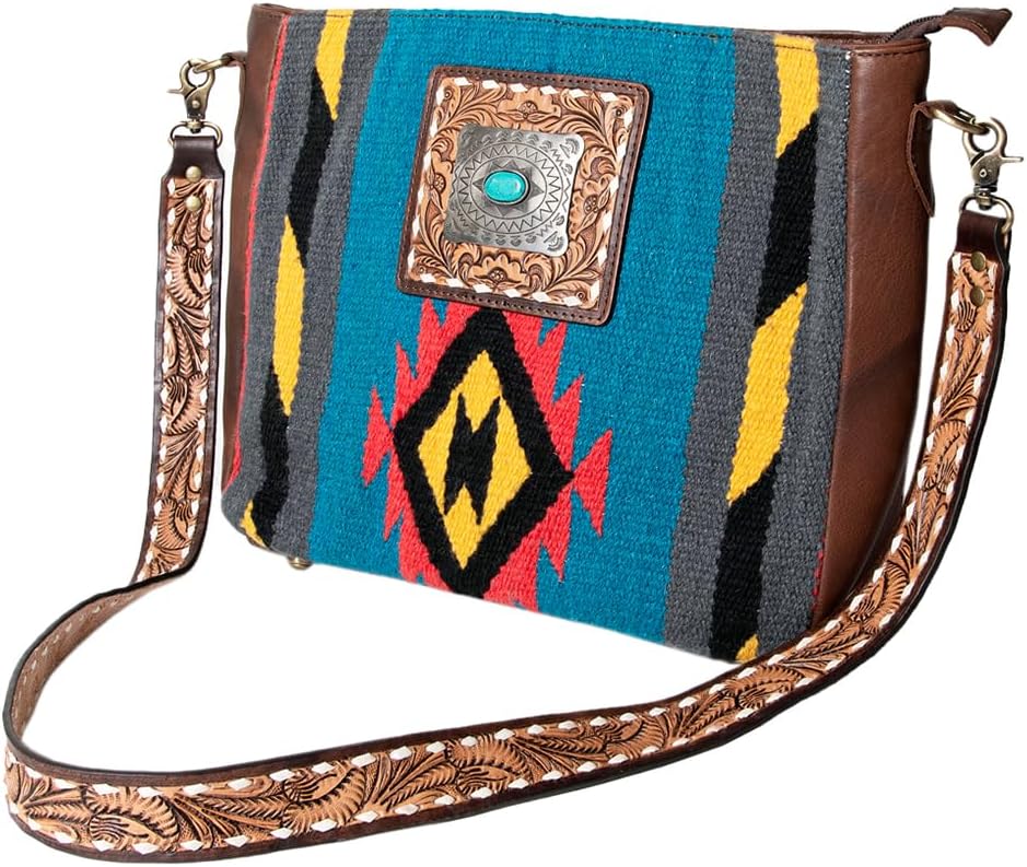 American Darling Large Crossbody Hand Tooled Saddle Blanket Genuine Leather Western Women Bag Handbag Purse | Cute