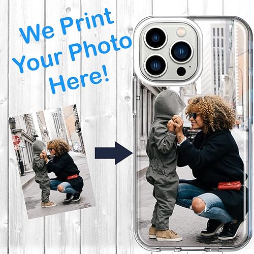 Miniatura 2 de Funda personalizada de doble capa para Apple iPhone 14 PRO MAX de 6.7 pulgadas solamente, diseña tu propia funda transparente transparente para fotos