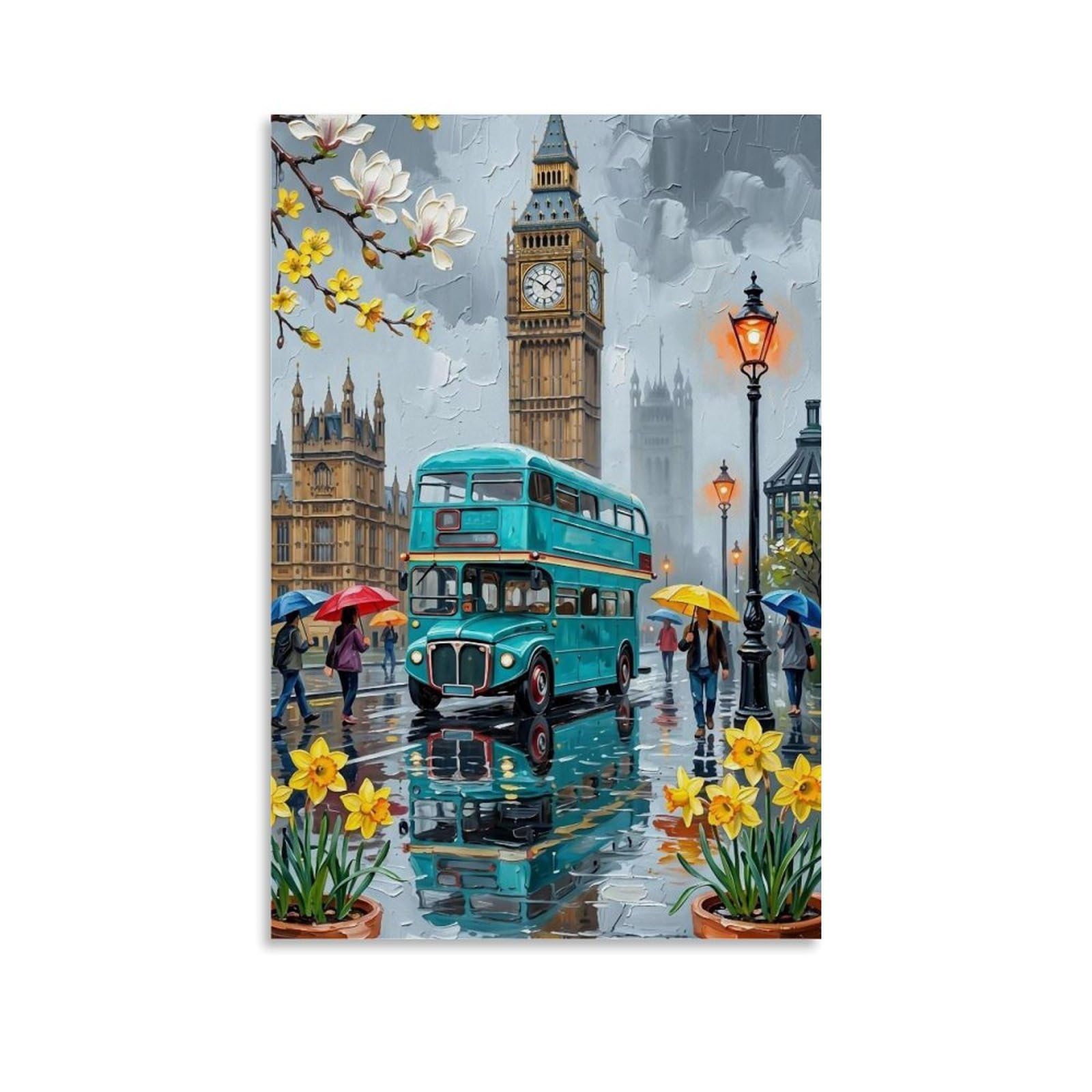 HUERYRYHY Beautiful London 02 Poster Wall Art Canvas Vintage Aesthetic Painting Decor for Rooms 24x36inch Unframe-style