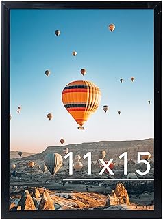 11x15 inch Picture Frame, Horizontal and Vertical Formats for Wall Hanging, 11 x 15 Wall Gallery Poster Photo Frame with Shatter Resistant Plexiglass, Black
