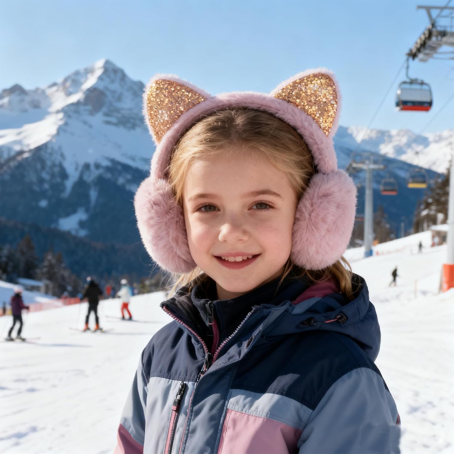 ZGDG Unicorn Earmuffs Foldable Warm Soft Plush Ear Cover with Cute Cat Ears Outdoor Winter Ear Warmers for Girls Kids Teens - Image 3