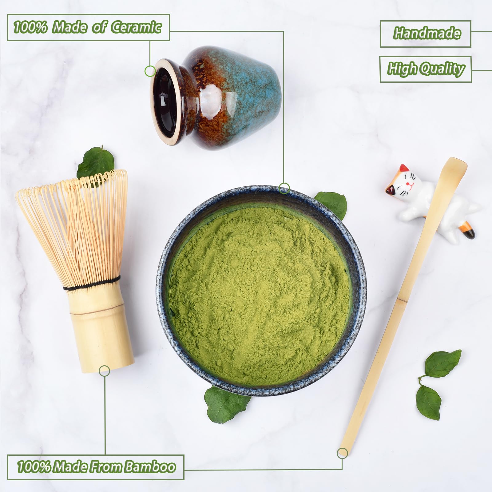 Matcha Tee Set, Matcha Set, Matcha Besen, Matcha Set für Einsteiger, Japanisches Matcha Tee Set, Stylisches Matchas Set, Matcha-Set, Fantasieblau