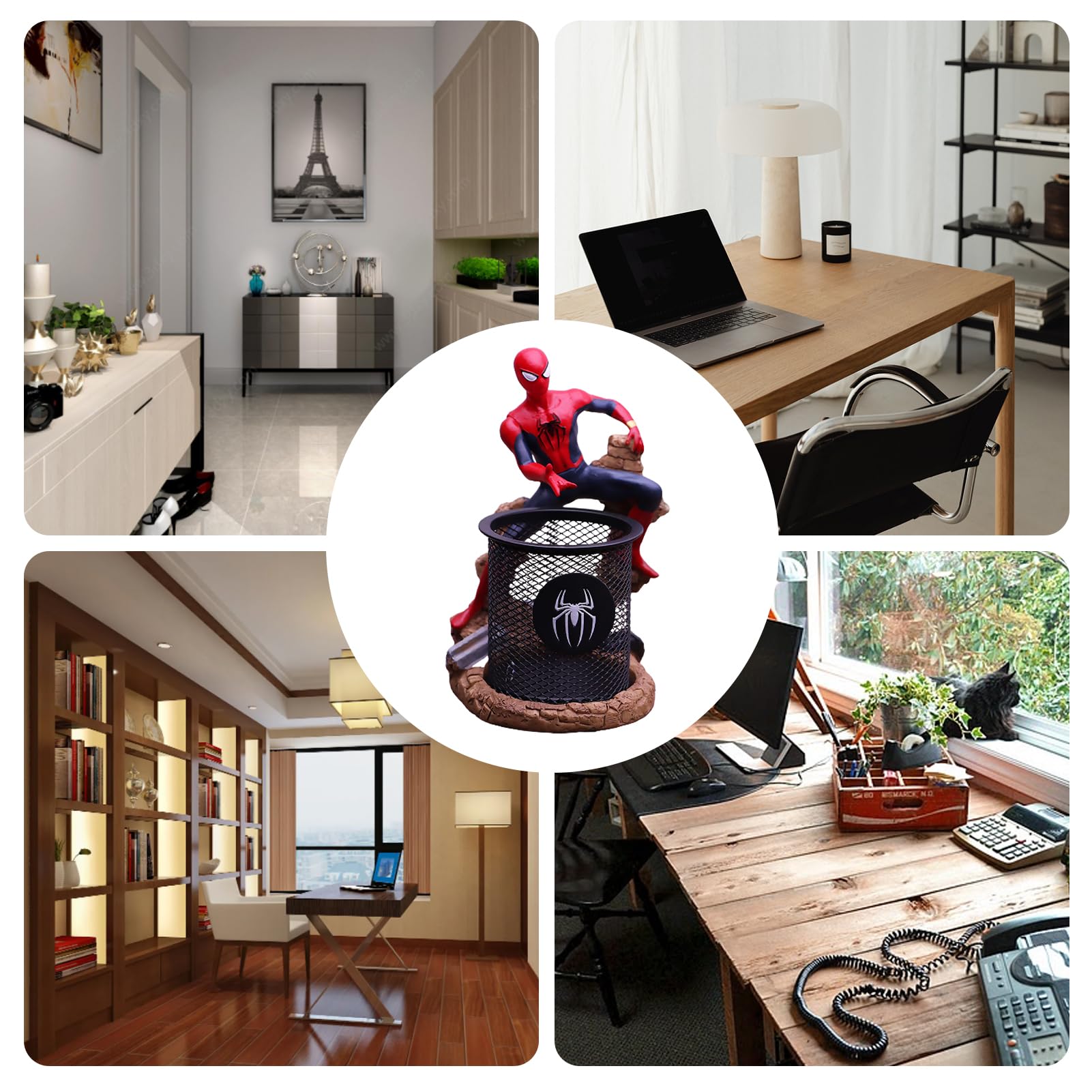 Statue in resina, portapenne per personaggi, decorazione da scrivania, multifunzionale, decorazione da ufficio, idea regalo per captain Spider-Man (stile 5)