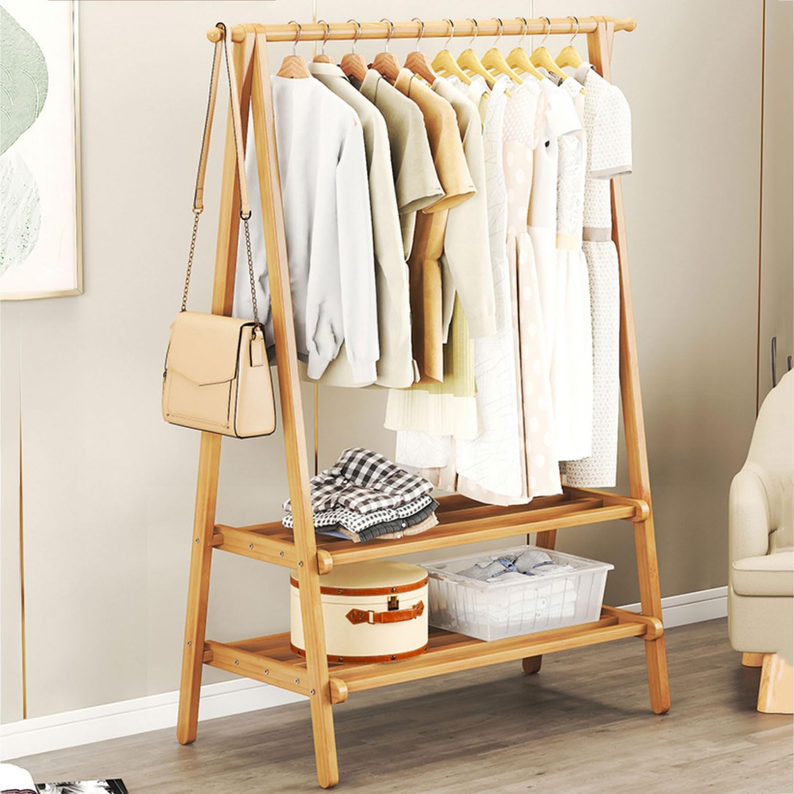 FCXWEVR Freestanding Coat Rack with Shoe Storage Sturdy Garment Hanger for Entryway Clothes Stylish Hallway Coat Stand Versatile Wardrobe Solution for Bedroom
