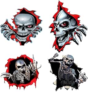 Autocollant Crâne Avec Clé à Pipe – Sticker Voiture, Bateau Ou Mur – Vinyle Résistant – USA