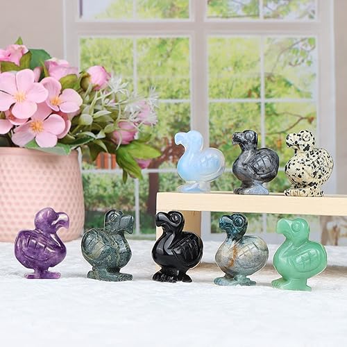 Miniatura 4 de Juego de pájaros Dodo de cristal de 1.6 pulgadas, obsidiana negra tallada a mano, figura de animal de la suerte, decoración de pájaros