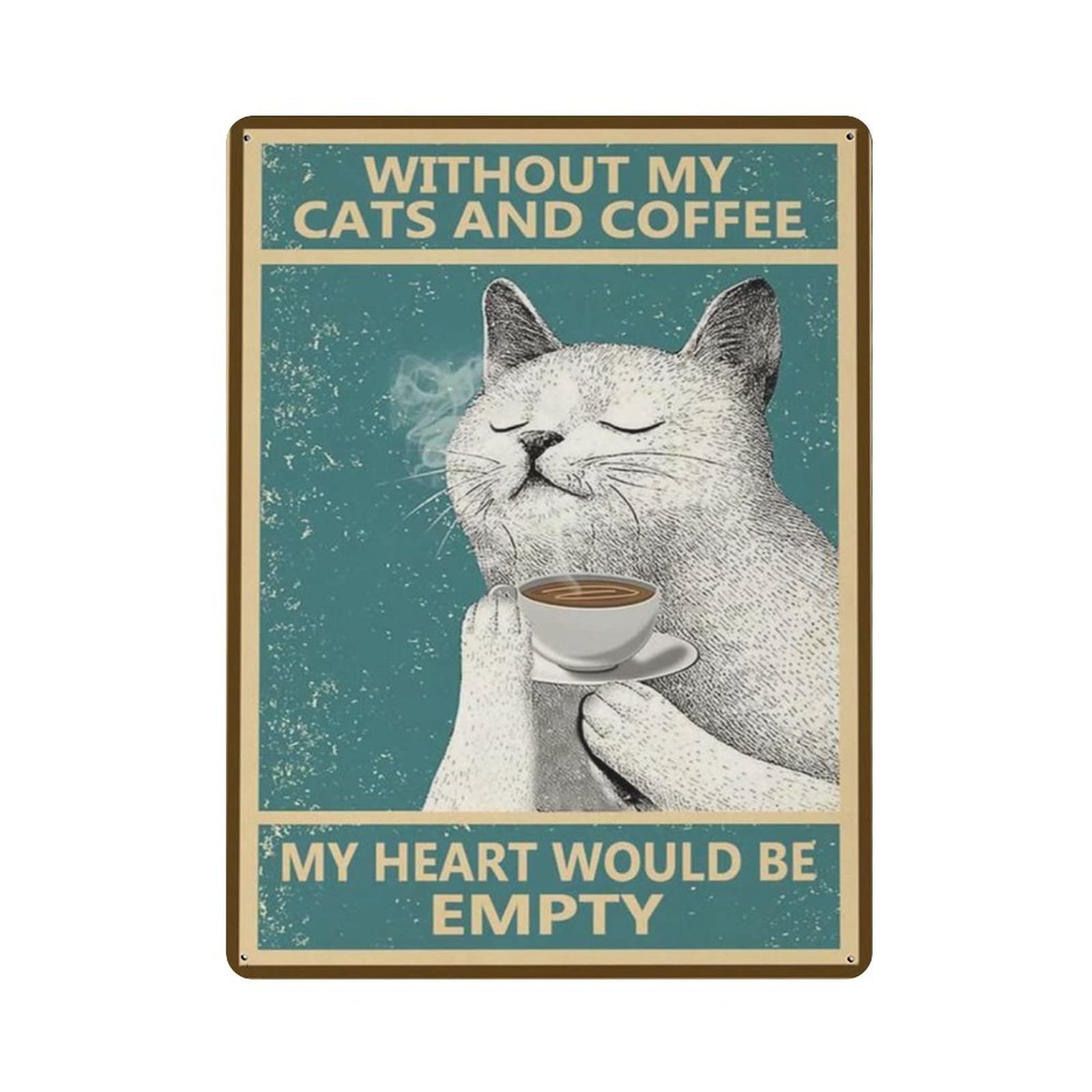 AOOEDM Cat Metal Signs for Garage Man Cave Bar Kitchen Coffee Tin Sign Nostalgic Wall Decor Signs Vintage Retro Poster
